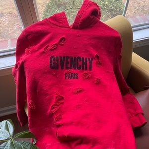 Red Givenchy Distressed Hoodie